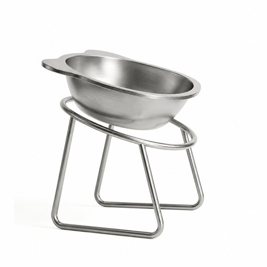 Somnair Elevated Dog Bowl, tilted stainless steel raised dog bowl
