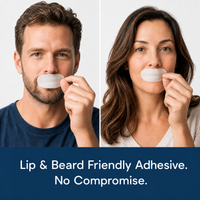 Lip and beard friendly adhesive