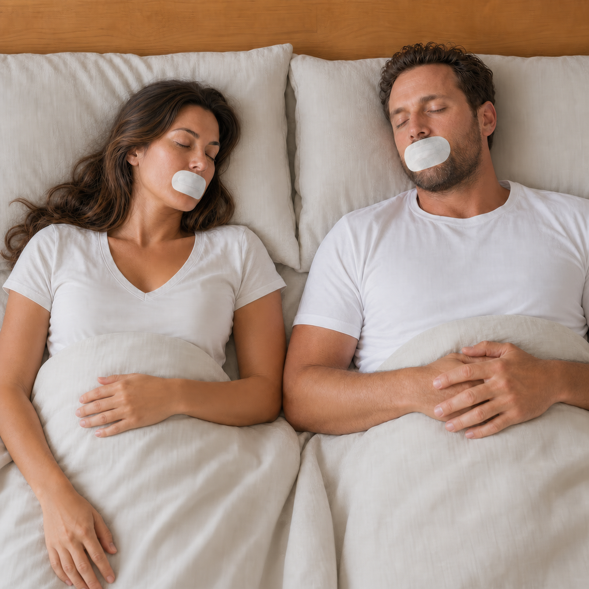 Couple resting comfortably in bed